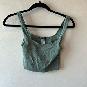 Zara Green Square Neck Tank Top